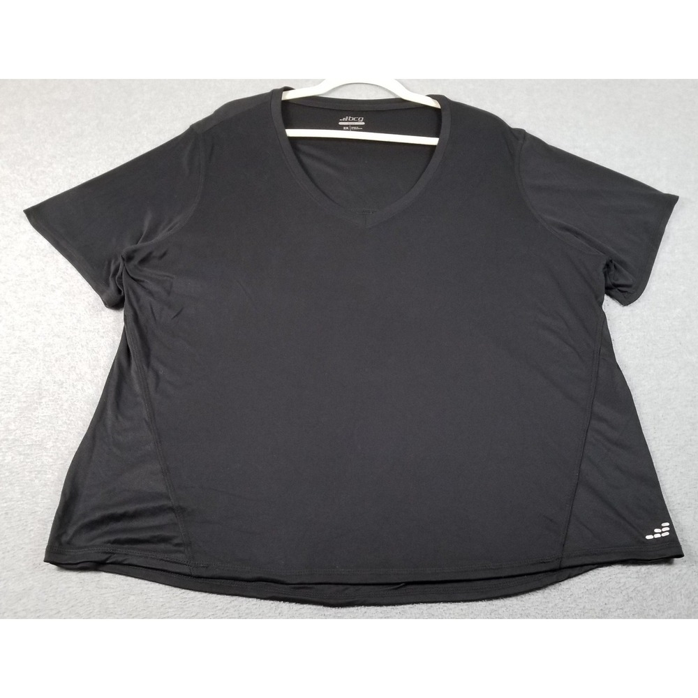 BCG Top Women's 2X Plus Black V-Neck Activewear Short Sleeves Athletic Tee Gym
